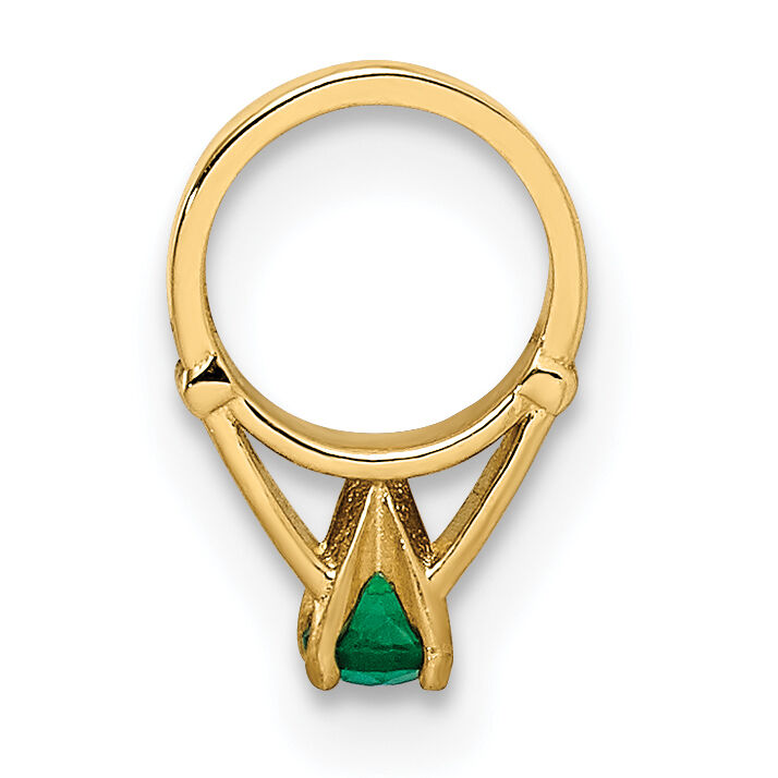14K 3D Ring with Dark Green Glass Stone Charm-YC1331