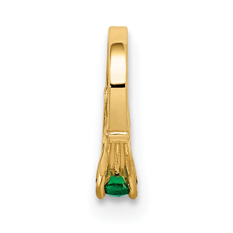 14K 3D Ring with Dark Green Glass Stone Charm-YC1331