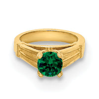 14K 3D Ring with Dark Green Glass Stone Charm-YC1331