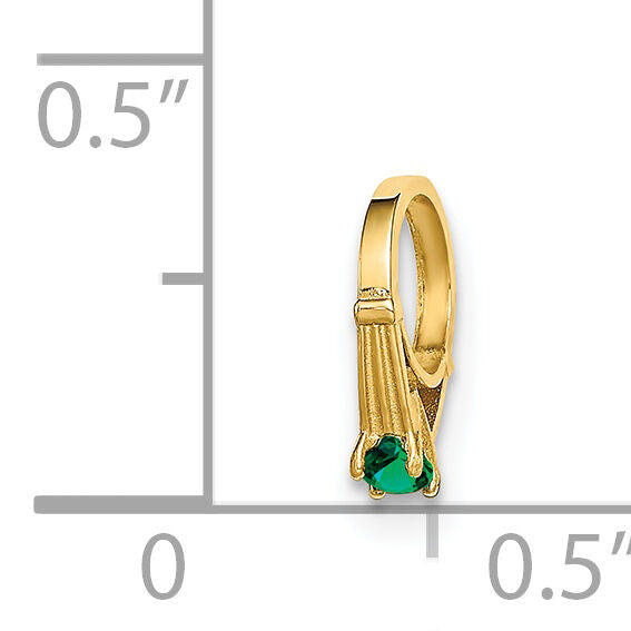 14K 3D Ring with Dark Green Glass Stone Charm-YC1331