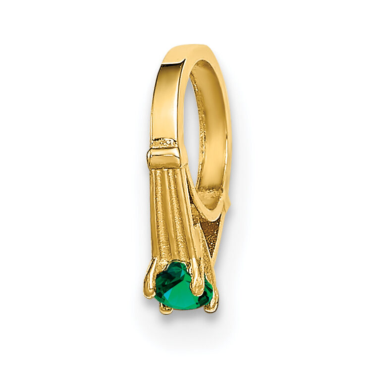 14K 3D Ring with Dark Green Glass Stone Charm-YC1331