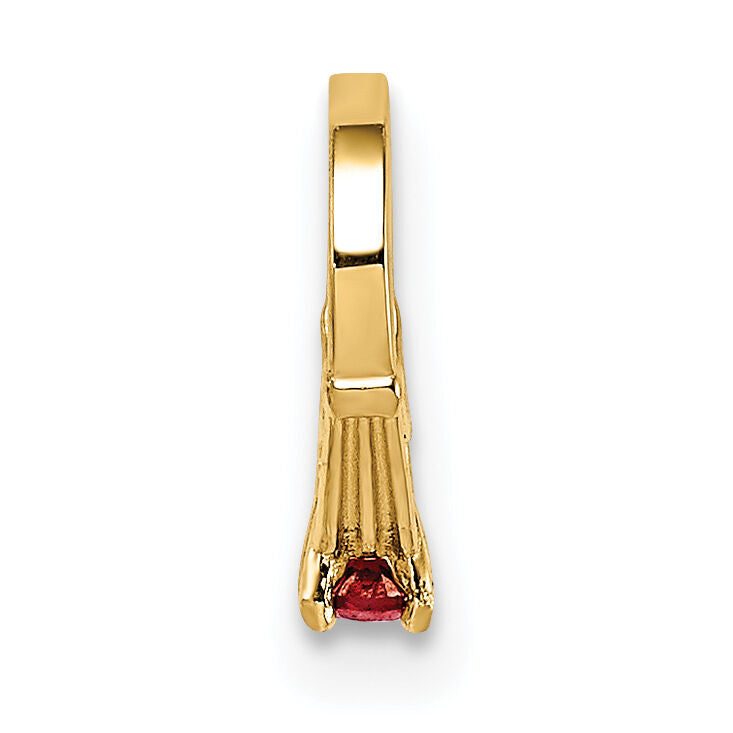 14K 3D Ring with Red CZ Charm-YC1333
