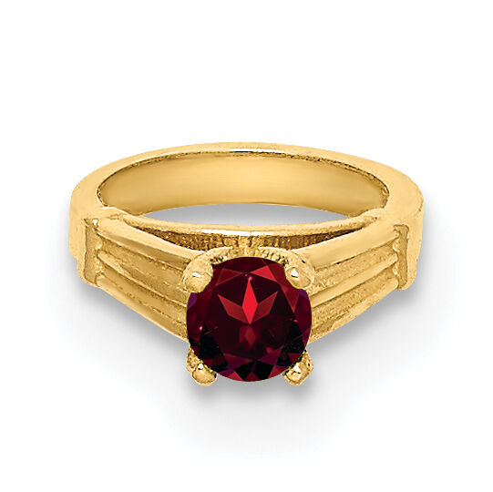 14K 3D Ring with Red CZ Charm-YC1333