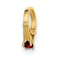 14K 3D Ring with Red CZ Charm-YC1333