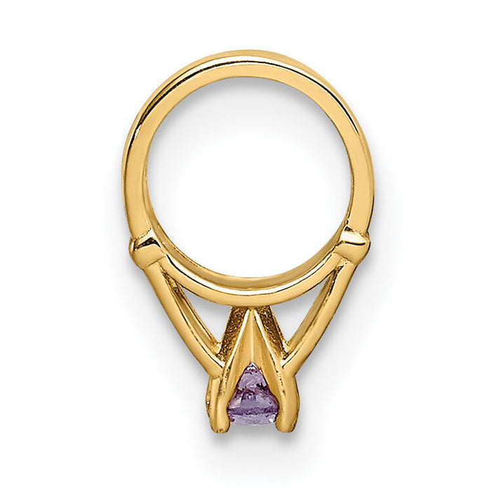 14K 3D Ring with Dark Purple CZ Charm-YC1334