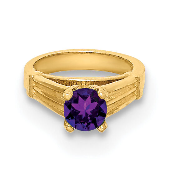 14K 3D Ring with Dark Purple CZ Charm-YC1334