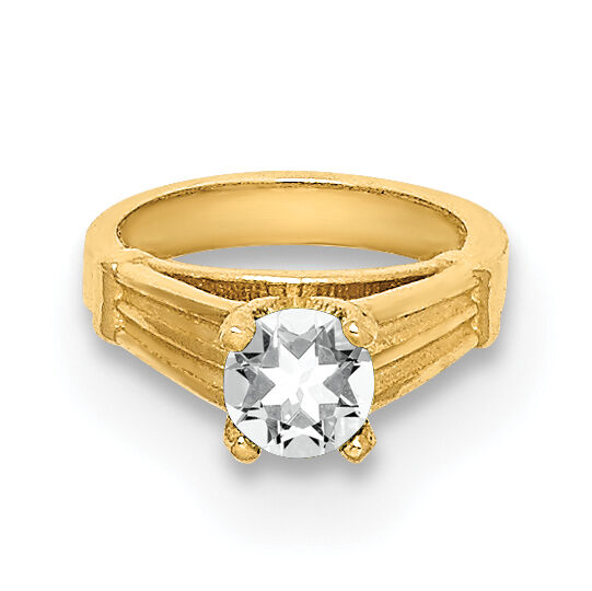 14K 3D Ring with White CZ Charm-YC1335