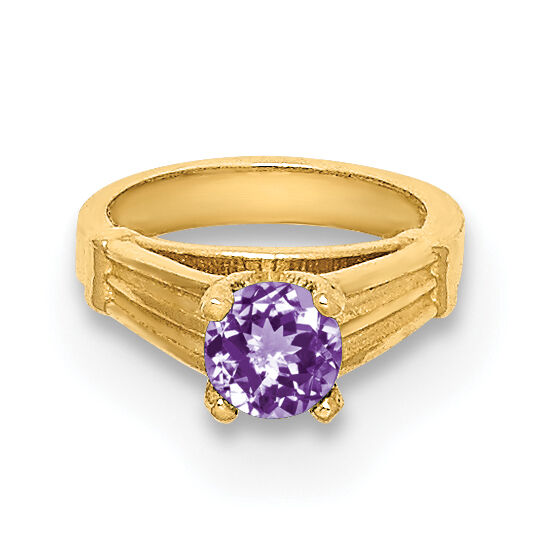 14K 3D Ring with Light Purple CZ Charm-YC1336