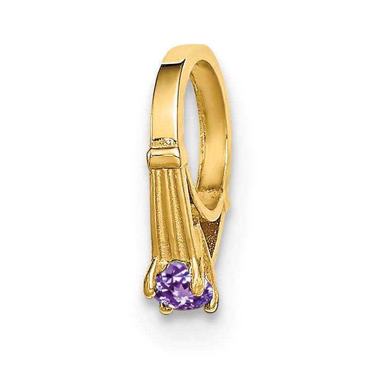 14K 3D Ring with Light Purple CZ Charm-YC1336