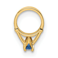 14K 3D Ring with Dark Blue Glass Stone Charm-YC1339