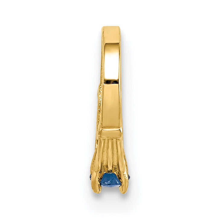 14K 3D Ring with Dark Blue Glass Stone Charm-YC1339