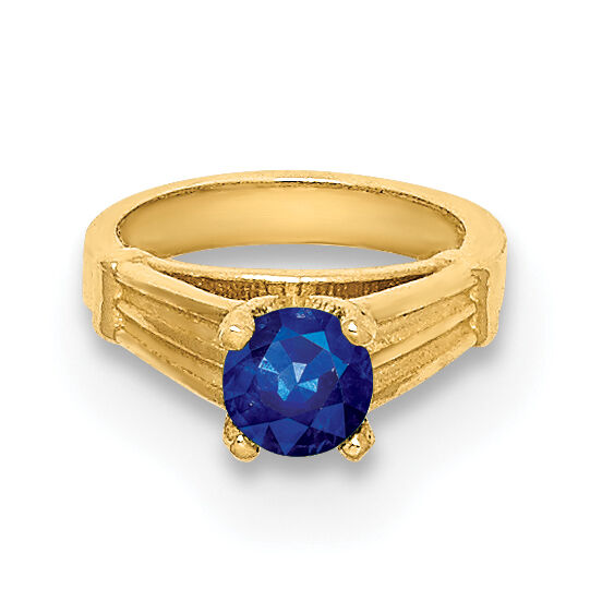 14K 3D Ring with Dark Blue Glass Stone Charm-YC1339