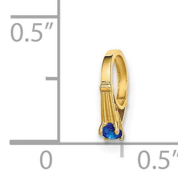 14K 3D Ring with Dark Blue Glass Stone Charm-YC1339