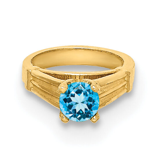14K 3D Ring with Aqua CZ Charm-YC1341