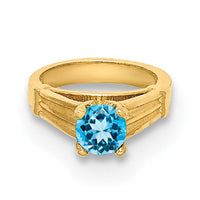 14K 3D Ring with Aqua CZ Charm-YC1341