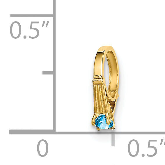 14K 3D Ring with Aqua CZ Charm-YC1341