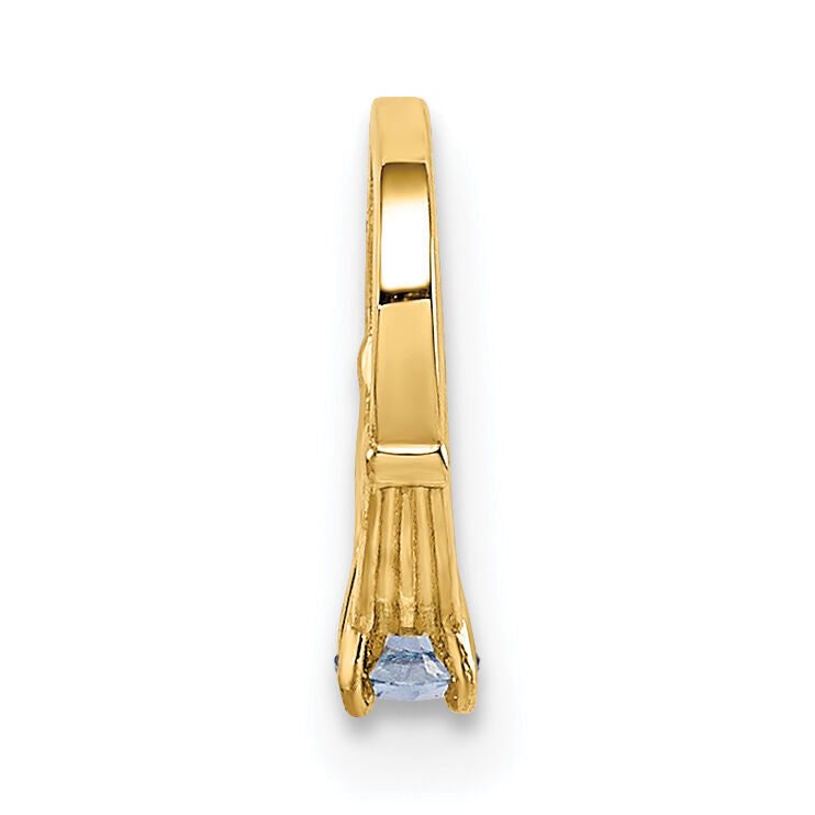 14K 3D Ring with Light Blue CZ Charm-YC1342