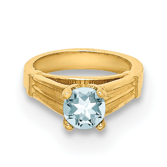 14K 3D Ring with Light Blue CZ Charm-YC1342
