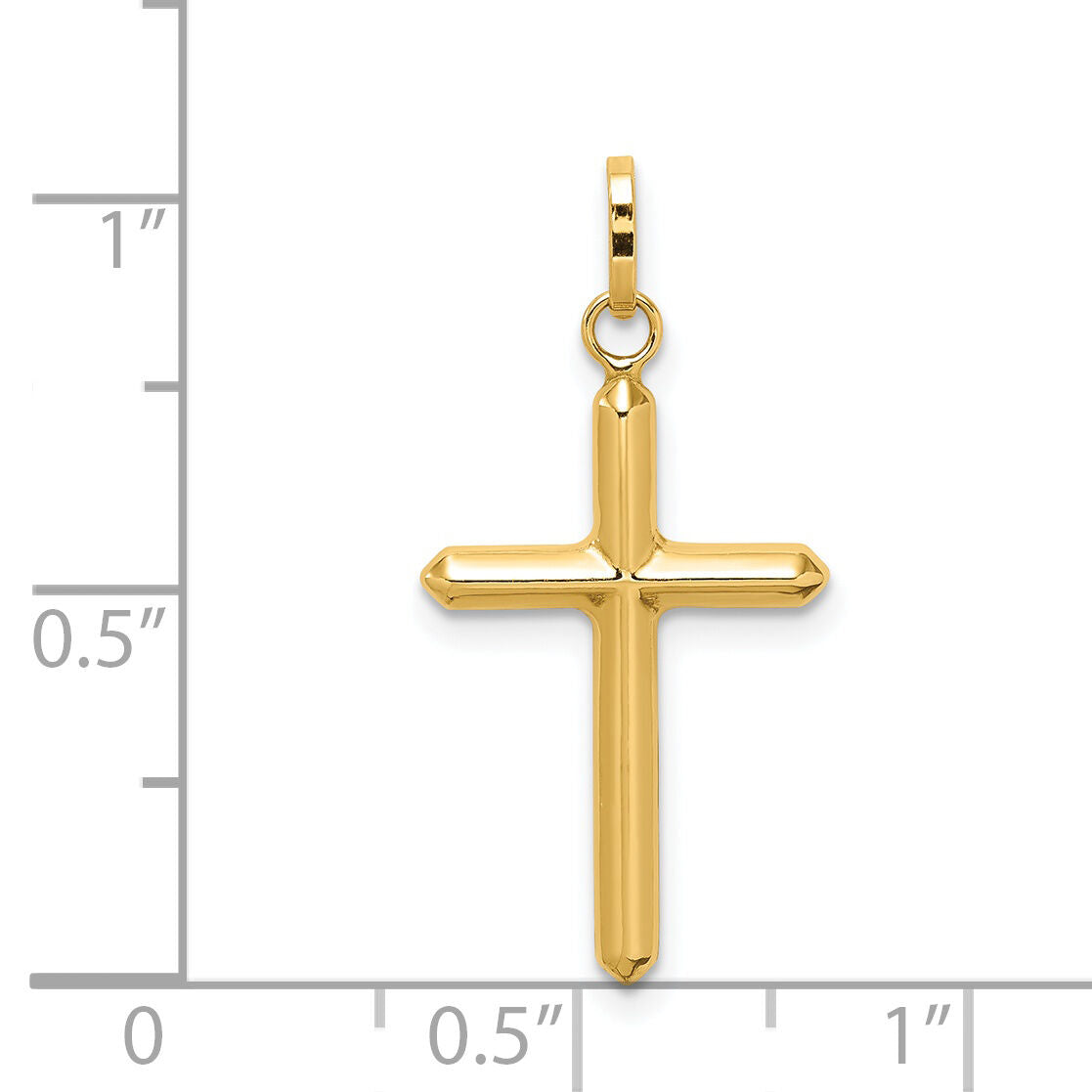 14k Polished Hollow Latin Cross Charm-YC1349