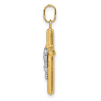 14k with White Rhodium Polished Hollow Crucifix Charm-YC1350