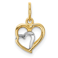 14K and White Rhodium Polished Hearts Pendant-YC1353