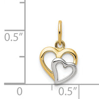 14K and White Rhodium Polished Hearts Pendant-YC1353