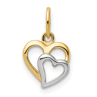 14K and White Rhodium Polished Hearts Pendant-YC1353