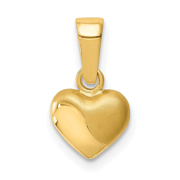 14k Satin and Polished 3D Puffed Heart Pendant-YC1354