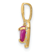 14K Polished Red and Clear CZ Heart Pendant-YC1358