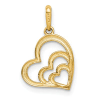 14K w/Rose and White Rhodium Polished 3 Hearts Pendant-YC1359
