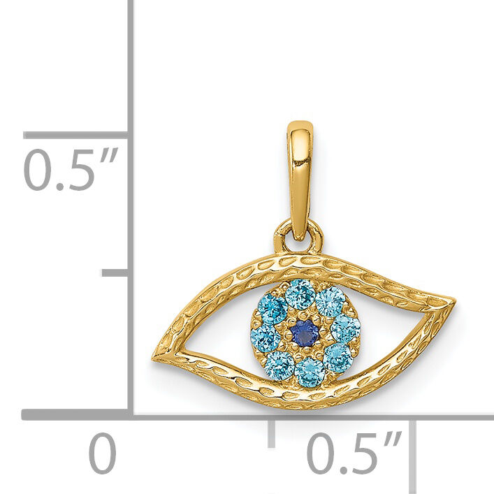 14K Blue CZ Eye Pendant-YC1362