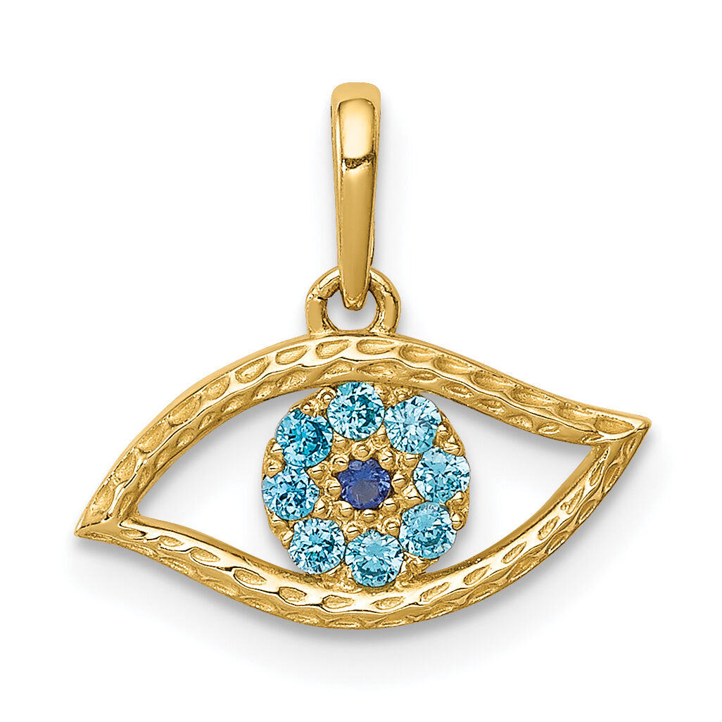 14K Blue CZ Eye Pendant-YC1362