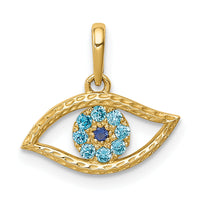 14K Blue CZ Eye Pendant-YC1362