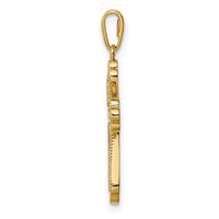 14K w/White Rhodium CZ Cross Pendant-YC1375