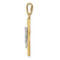 14K Two-tone Crucifix Pendant-YC1378