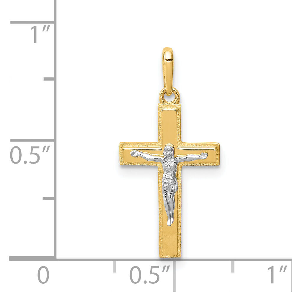 14K Two-tone Crucifix Pendant-YC1378