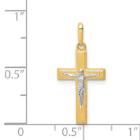 14K Two-tone Crucifix Pendant-YC1378