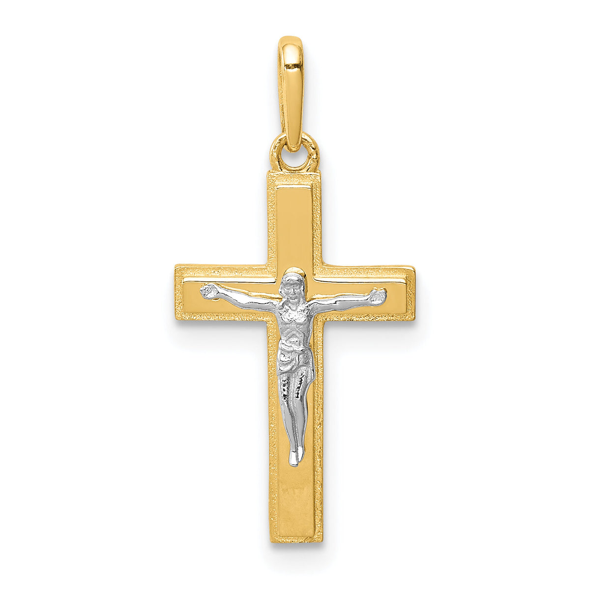 14K Two-tone Crucifix Pendant-YC1378