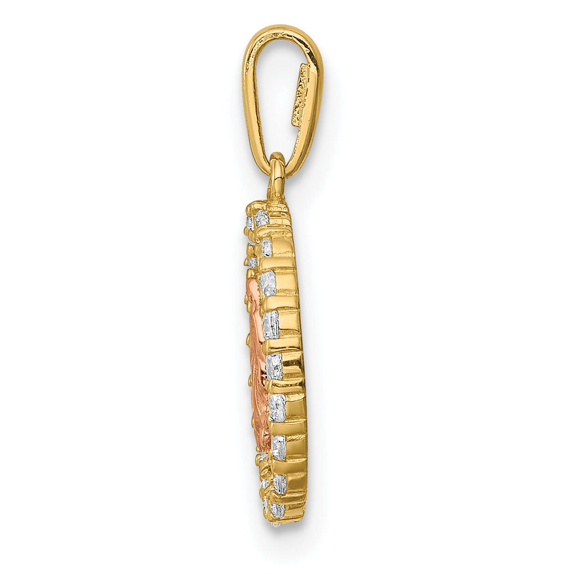 14K Two-tone Our Lady of Guadalupe CZ Pendant-YC1379