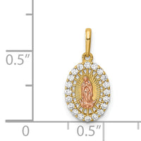 14K Two-tone Our Lady of Guadalupe CZ Pendant-YC1379