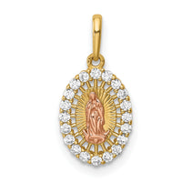 14K Two-tone Our Lady of Guadalupe CZ Pendant-YC1379