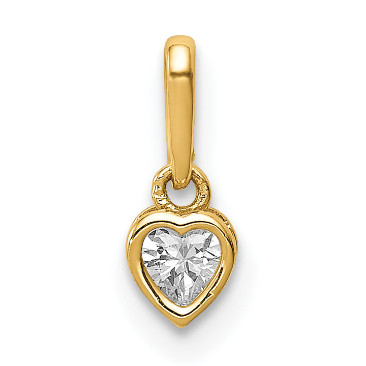 14K CZ Heart Dangle Pendant-YC1392