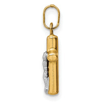 14k w/Rhodium Polished Hollow Crucifix Charm-YC1394