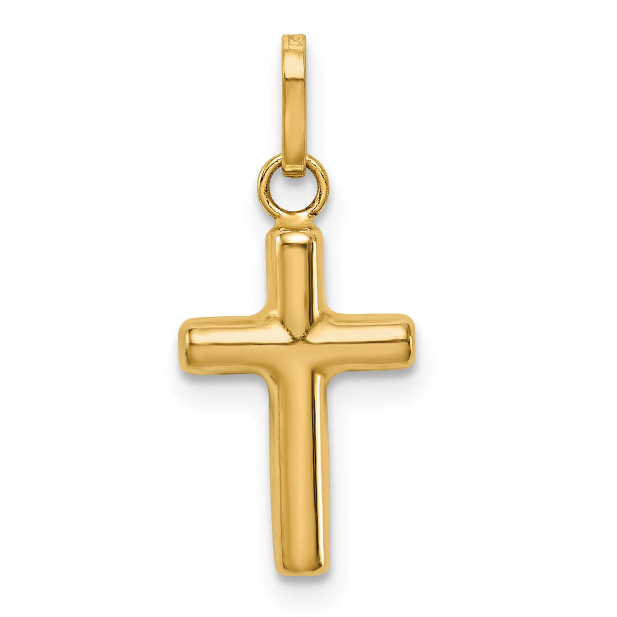 14k w/Rhodium Polished Hollow Crucifix Charm-YC1394