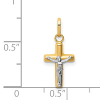 14k w/Rhodium Polished Hollow Crucifix Charm-YC1394