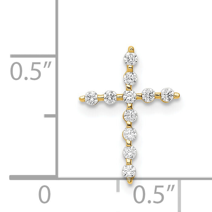14K CZ Cross Pendant Chain Slide-YC1403