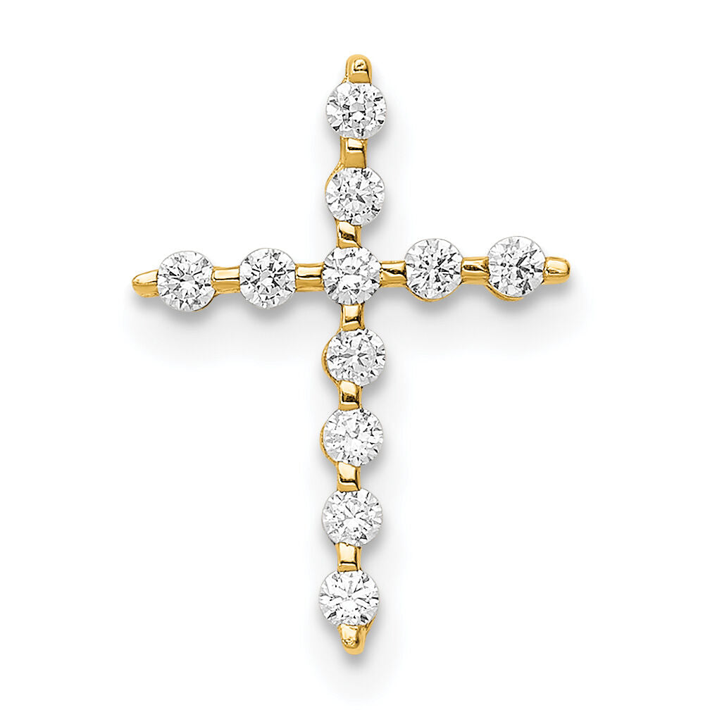 14K CZ Cross Pendant Chain Slide-YC1403