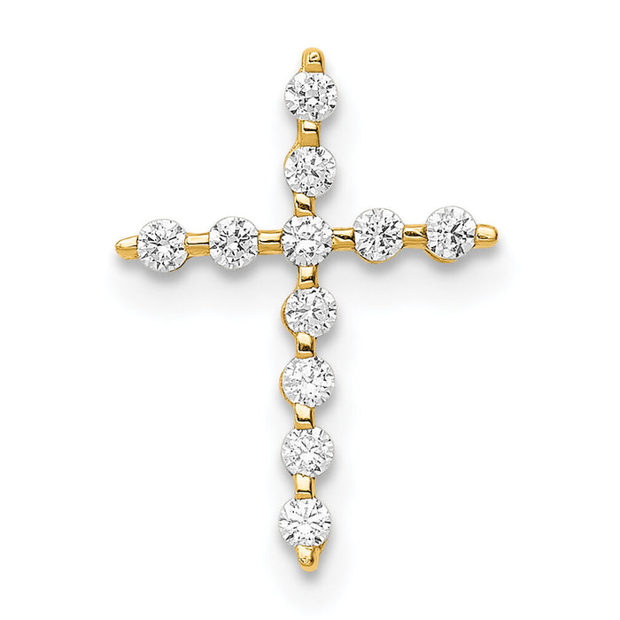 14K CZ Cross Pendant Chain Slide-YC1403