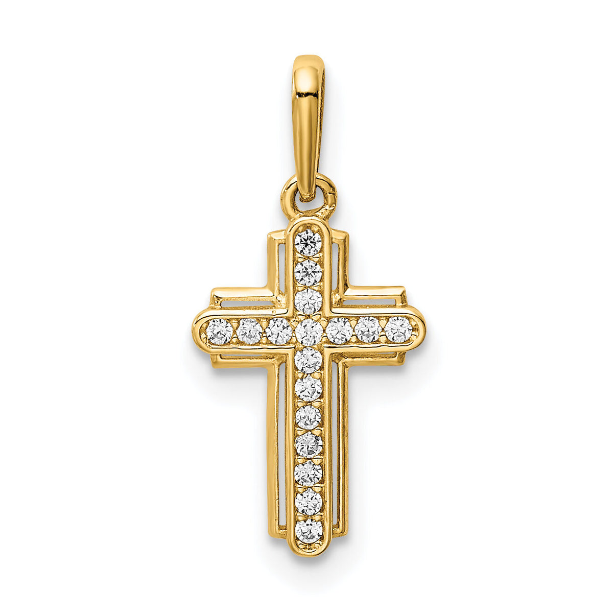 14K Cross CZ Pendant-YC1404