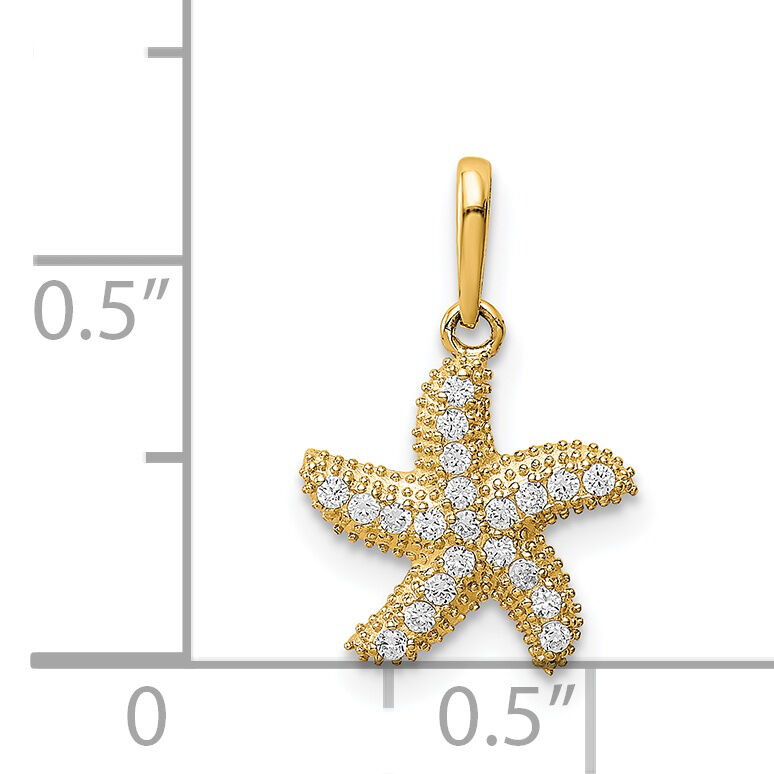 14K CZ Starfish Pendant-YC1430
